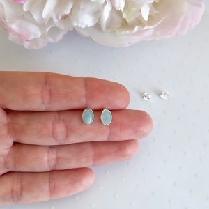925 Sterling silver genuine Amazonite stud earring